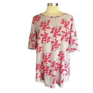 Emery Rose Floral Print Short Sleeve Cotton Popover Top Size XL Casual Summer